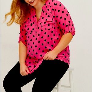 Torrid Harper Georgette Pullover 3/4 Sleeve Tunic Blouse